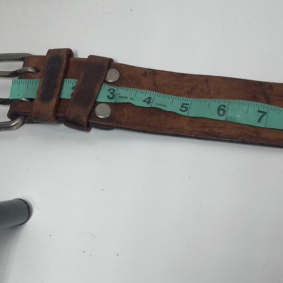 Wide Stamped Tooled Cut-out Vintage Leather Western Boho Belt Horseheads - Picture 2 of 16